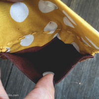 Maroon Leather w/Mustard Polkadot Fabric - Thumbnail 3