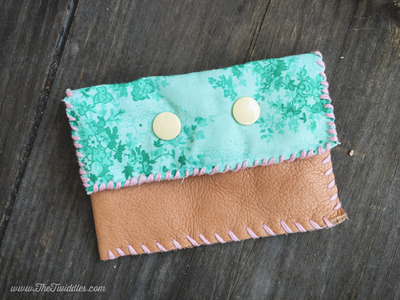 Light Brown Leather w/Teal flower Fabric