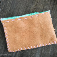 Light Brown Leather w/Teal flower Fabric - Thumbnail 1