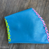 Blue Leather w/ Multi-Color Stitching - Thumbnail 1
