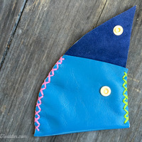 Blue Leather w/ Multi-Color Stitching - Thumbnail 2