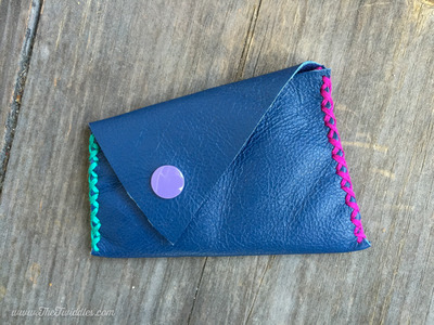Blue Leather w/ Turquoise & Magenta Stitching