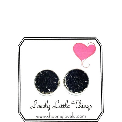 10mm black pave studs with silver setting 
