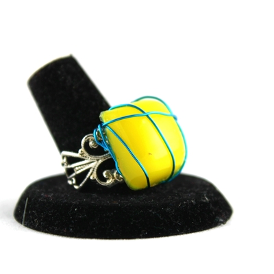 Steam punk streamers pillow top ring in summer lovin resin