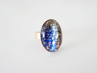 Large Blue Fire Opal Ring