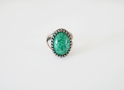 Green Jade Antique Sterling Silver Ring