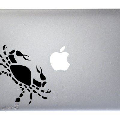 Cancer zodiac symbol silhouette 4th sign crab - 5 inch black vinyl decal for macbook, laptop or other device