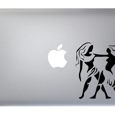 Gemini zodiac symbol silhouette 3rd sign twins - 5 inch black vinyl decal for macbook, laptop or other device
