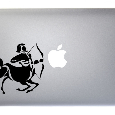 Sagittarius zodiac symbol silhouette 9th sign archer - 5 inch black vinyl decal for macbook, laptop or other device