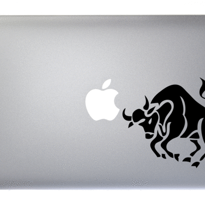 Taurus zodiac symbol silhouette 2nd sign bull - 5 inch black vinyl decal for macbook, laptop or other device