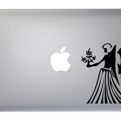 Virgo zodiac symbol silhouette 6th sign maiden - 5 inch black vinyl decal for macbook, laptop or other device