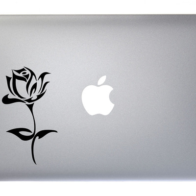Romantic valentine rose - 5 inch black vinyl decal for macbook, laptop or other device
