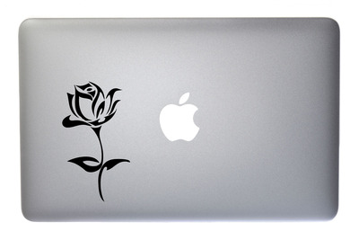Romantic Valentine Rose - 5 Inch Black Vinyl Decal for Macbook, Laptop or other device