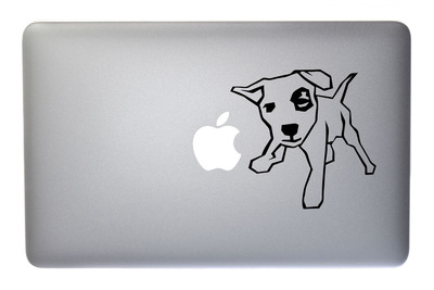 Little Bull Terrier Dog Wants to Play - 5 Inch Black Vinyl Decal for Macbook, Laptop or other device