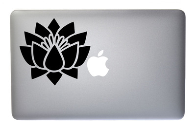 Blooming Lotus Flower in the East - 5 Inch Black Vinyl Decal for Macbook, Laptop or other device