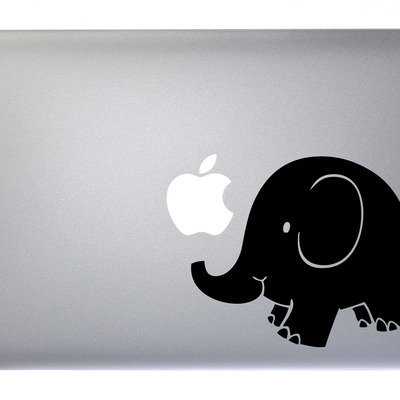 Happy baby elephant - 5 inch black vinyl decal for macbook, laptop or other device