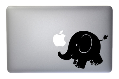 Happy Baby Elephant - 5 Inch Black Vinyl Decal for Macbook, Laptop or other device