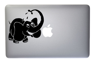 Happy Elephant Taking a Bath - 5 Inch Black Vinyl Decal for Macbook, Laptop or other device