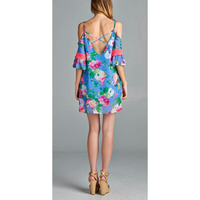 Floral Open Shoulder Dress - Thumbnail 1