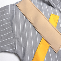 COLOR PATCH WORK STRIPE BOY FRIEND SHIRT - Thumbnail 1