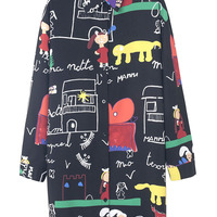 CARTOON SKETCHES PRINTED LONG SHIRT DRESS Q5698 4 - Thumbnail 1