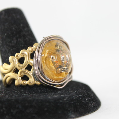 Steam punk princess ring in champagne resin - Thumbnail 2