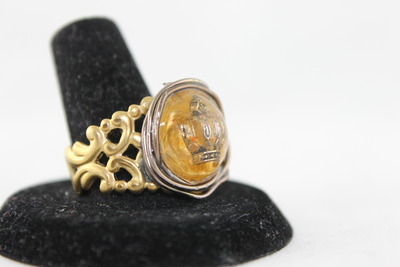 Steam Punk Princess Ring in Champagne Resin
