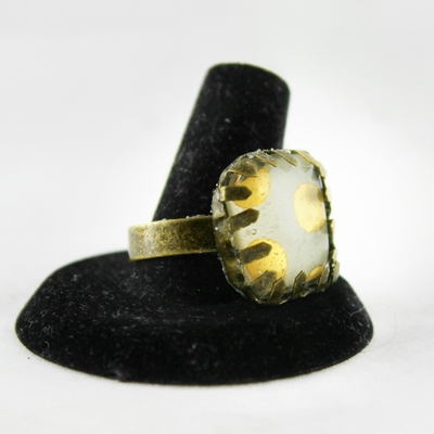Antique bronze dot to dot ring in resin