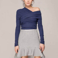 AMERICAN STYLE V NECK STYLISH FIT TOP NAVY BLUE MM891 - Thumbnail 2