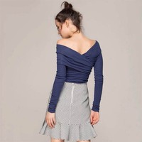 AMERICAN STYLE V NECK STYLISH FIT TOP NAVY BLUE MM891 - Thumbnail 3