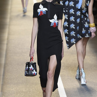 FENDI STYLE HAND EMBROIDERED HIGH SLIT FIT DRESS MM896 - Thumbnail 4