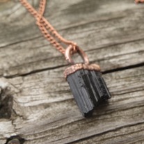 Raw Black Tourmaline Crystal Electro Formed Pendant