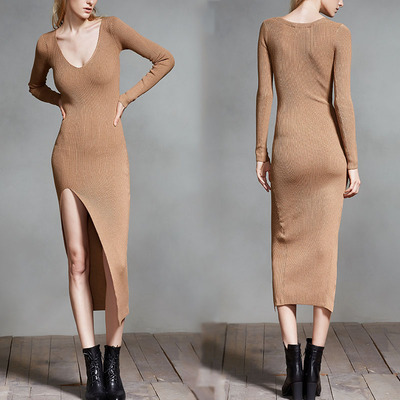 SELF PORTRAIT STYLE V SEXY FALL HIGH SLIT SWEATER DRESS