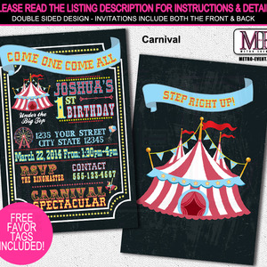 Birthday Carnival Invitations, Circus Invitations - Thumbnail 2