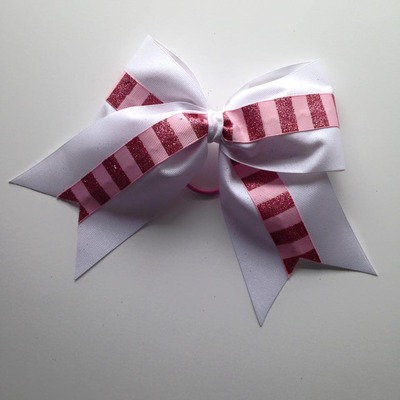 Glitter white and glitter pink stripes