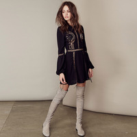 AMERICAN HIGH FASHION HOLLOW CROCHETED A LINE DRESS - Thumbnail 1