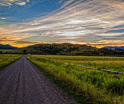 Dirt Road at Sunset on Lustre Paper
