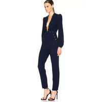 2016 FASHION DEEP V LANTERN SLEEVE JUMPSUIT MM794 - Thumbnail 3