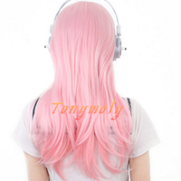 Super Sonico Cosplay Wig Fashion Straight Pink Wig headphone - Thumbnail 2