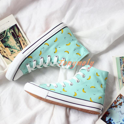Harajuku banana cherry-painted canvas shoes - Thumbnail 3