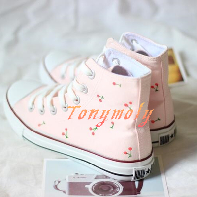 Harajuku banana cherry-painted canvas shoes