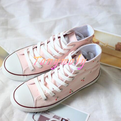 Harajuku banana cherry-painted canvas shoes