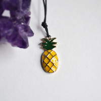 Pineapple Necklace, Summer Choker, Yellow Pineapple Necklace, Cute Jewelry, Friendship Jewelry, Beach Necklace - Thumbnail 2