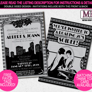 1920s Party Invitation, Gatsby Invitation - Thumbnail 1