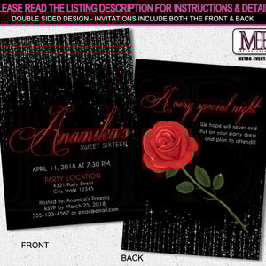 Red Rose, Sweet 16 Birthday Invitations - Thumbnail 2