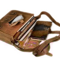 12x10x5" New Style Handmade Goat Leather Padded 11inc Laptop, Massenger,Office,School Bag Satchel - Thumbnail 1