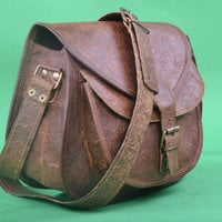 11" Leather bag Embossed Handbag Women purse Shoulder bag Cross body Purse Bags Leather Purse leather messenger bag - Thumbnail 1