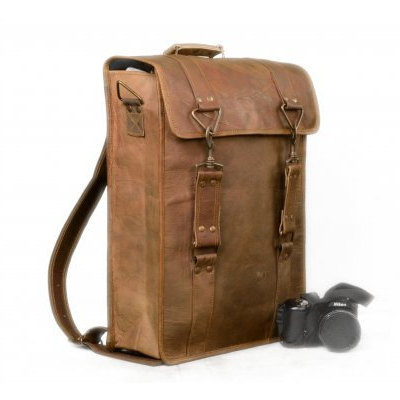 Vintage handmade leather laptop backpack mac-book messenger office satchel shoulder school collage bag