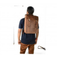 Vintage Handmade Leather Laptop Backpack Mac-book Messenger Office Satchel Shoulder School Collage Bag - Thumbnail 2