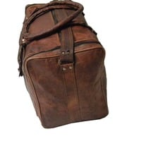 20x10x8" Handmade Vintage Goat Leather Duffle Bag Gym Overnight Cabin Travel Bag - Thumbnail 2